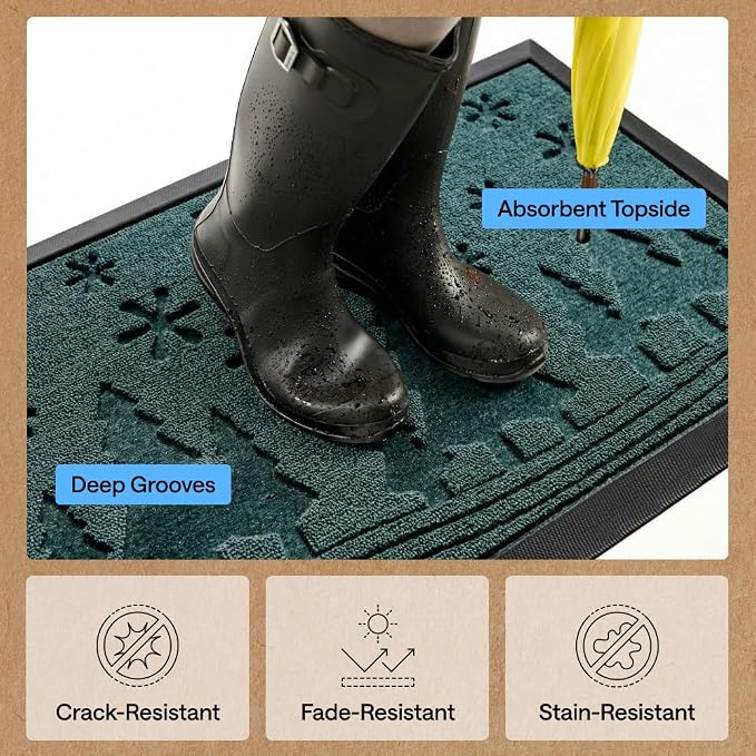 GORILLA GRIP 100% Waterproof All-Season WeatherMAX Doormat, US Designed Natural
