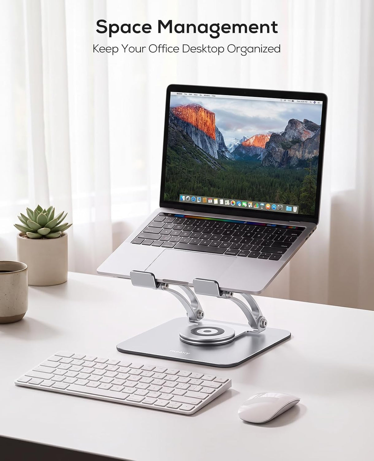 Nulaxy 360° Rotating Laptop Stand for Desk, Dual Foldable Design, Silver