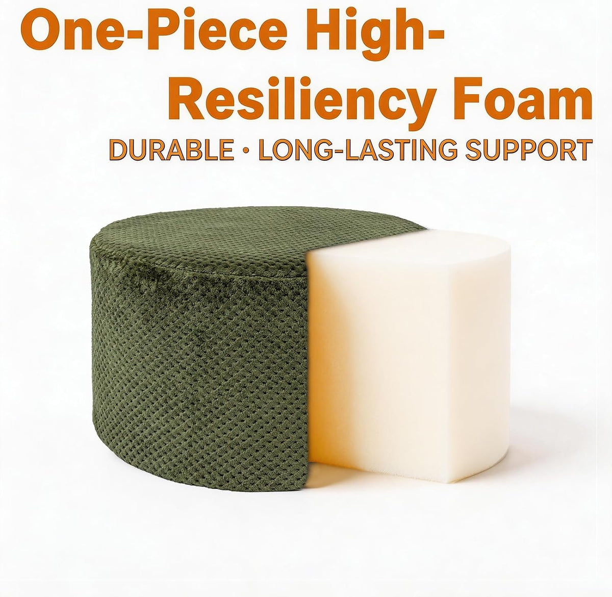 20"x14" Round Foam Stuffed Pouf Ottoman, Under Desk Footrest,Deep Green