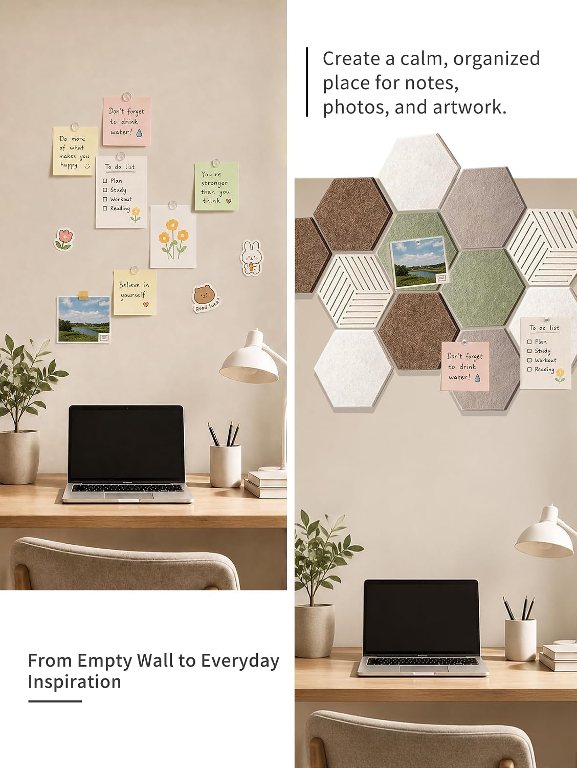 Hexagon Cork Board Tiles for Office Walls Decor 10 Pack 11.81" X 10.24"
