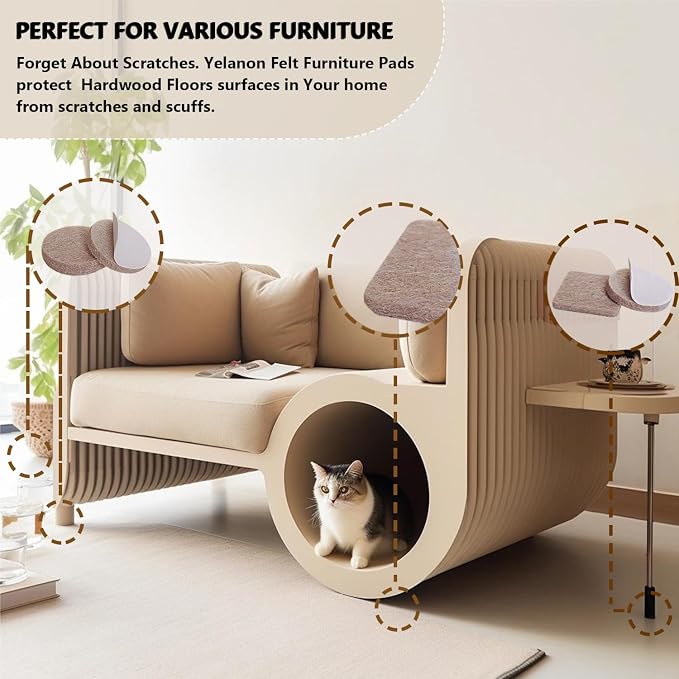 Yelanon Felt Furniture Pads -60 Pcs Premium Felt Pads