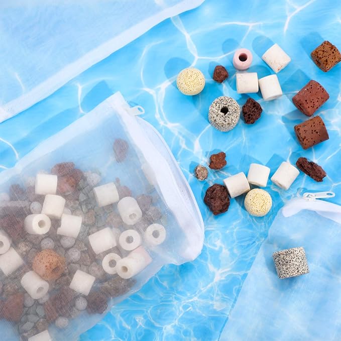 Geiserailie 15 Pieces Aquarium Filter Media Bags 150 Micrometer Fine Filter