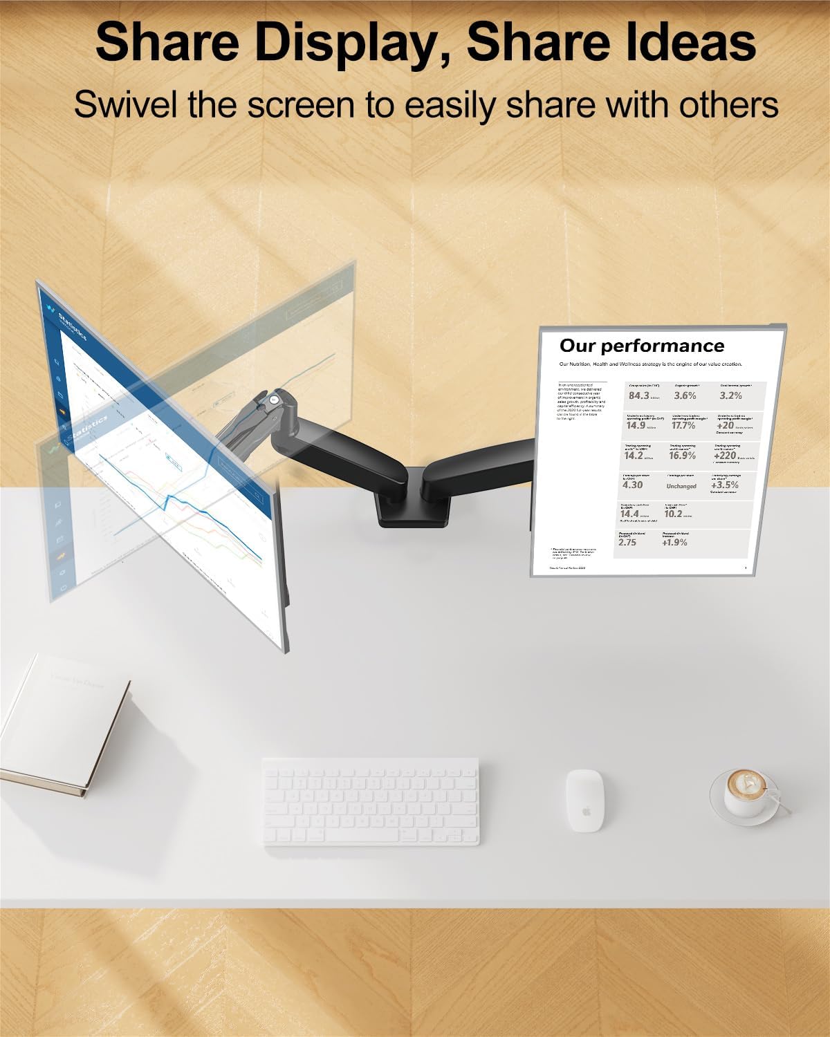 MOUNT PRO Dual Monitor Mount Fits 13 to 32 Inch Screen, Height Adjustable Monitor Stand for 2 Monitors, Full Motion Display Arm Holds up to 19.8lbs Each, Computer Desk VESA Mount, Black