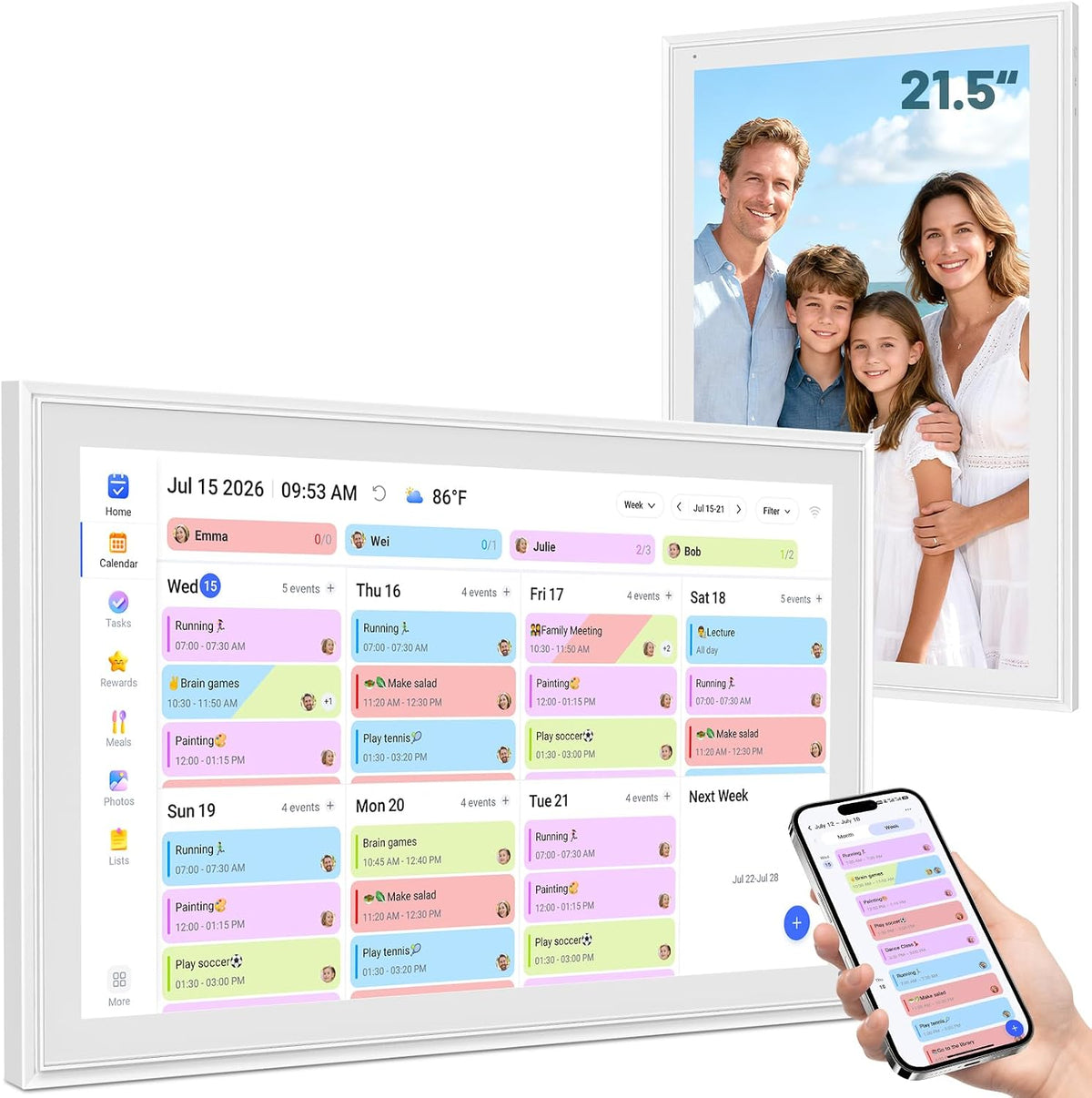 21.5" Smart Wall Calendar 2026 Planner & Chore Chart, Touchscreen
