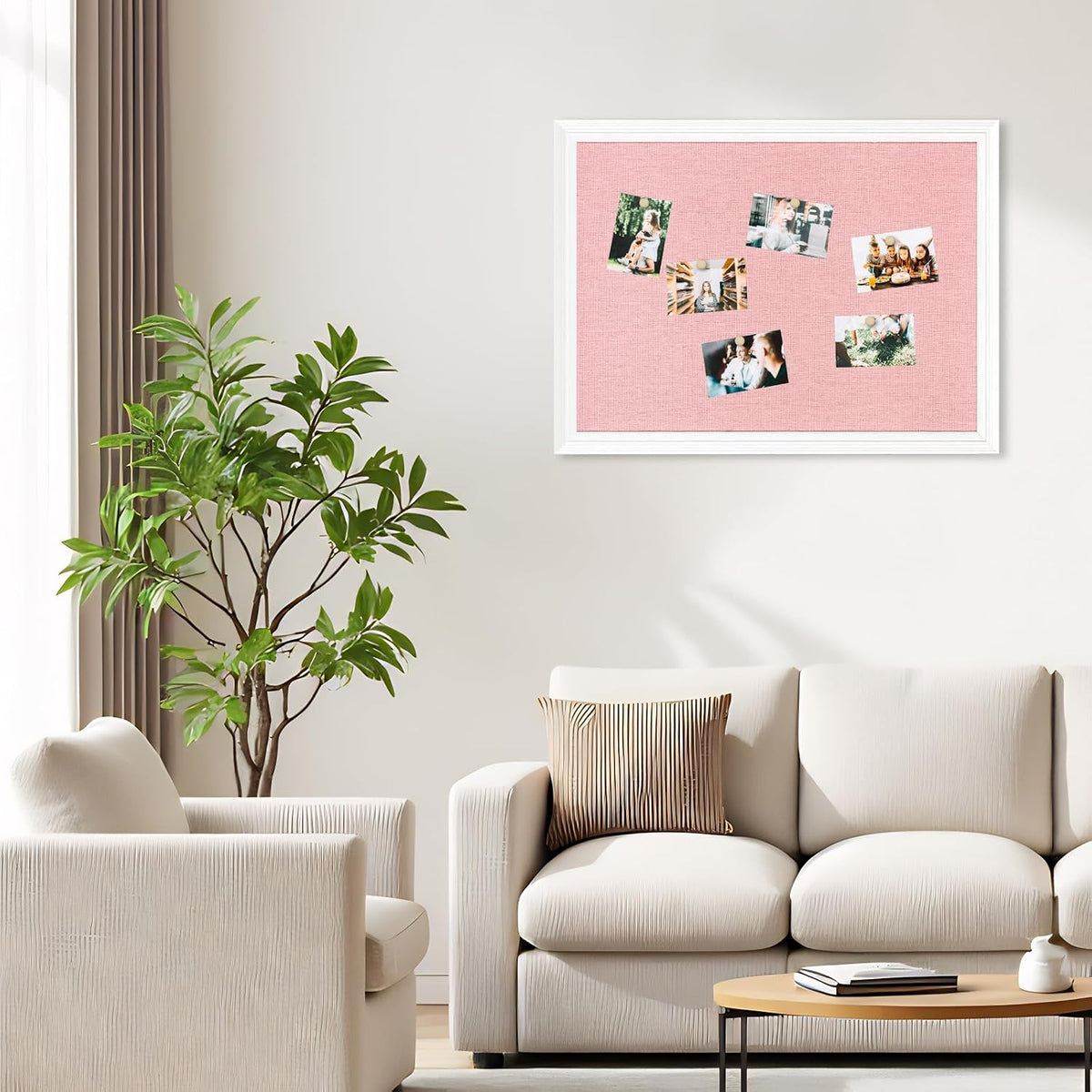 DOLLAR BOSS Bulletin Boards with Linen, 24"x18" Pink Cork Board, White