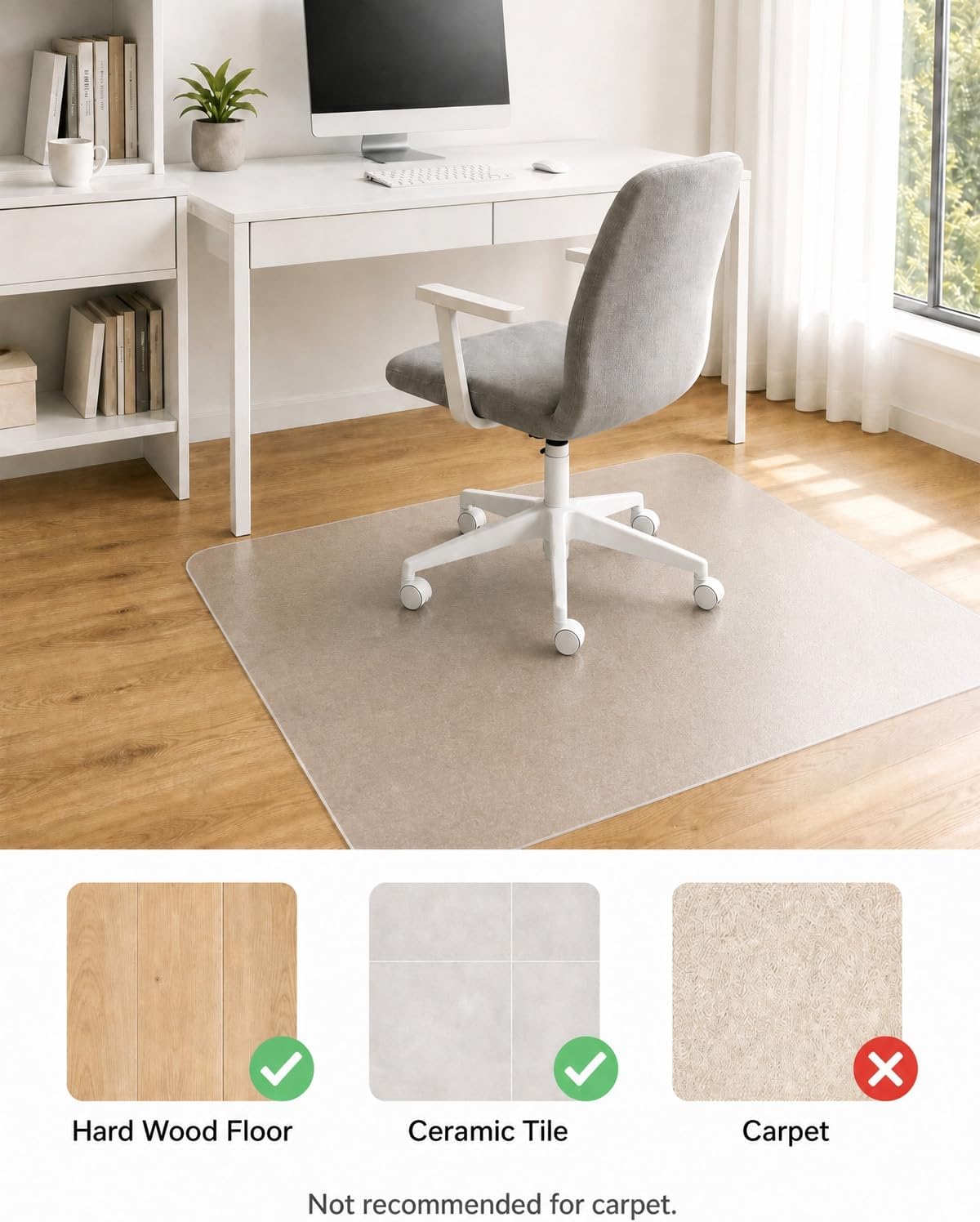 Office Chair Mat, 36"x48" Anti-Scratch for Hardwood Floor, Glear