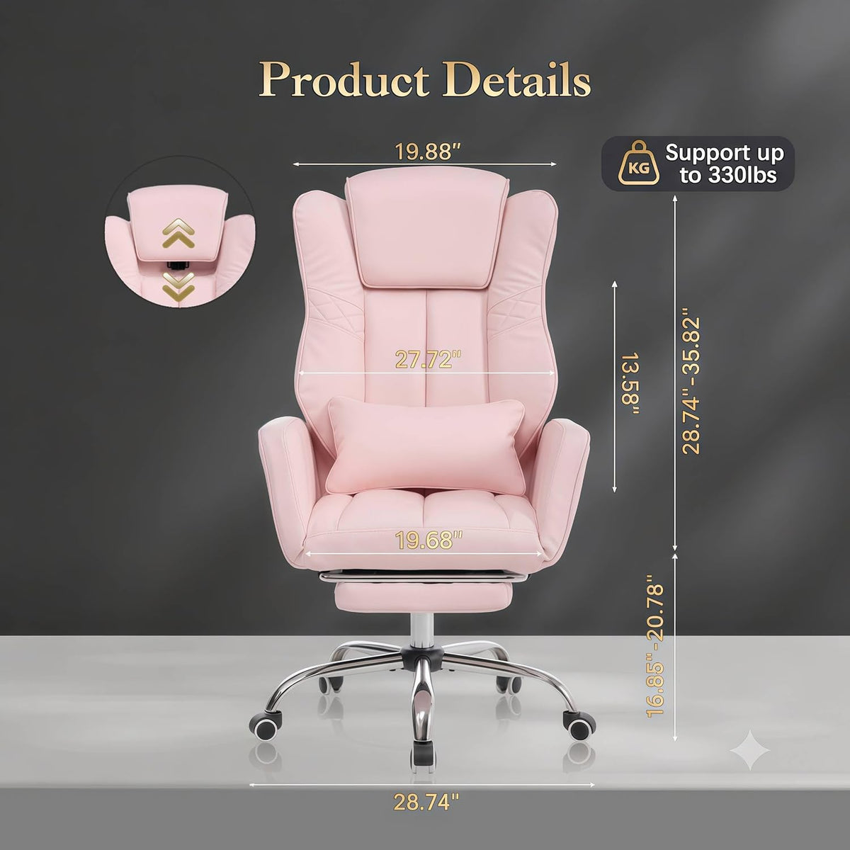 Cross Legged Office Chair with Adjustable Armrests & Headrest