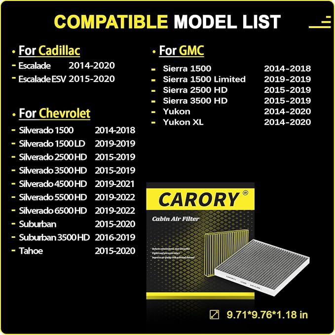 Cabin Air Filter w/Activated Carbon