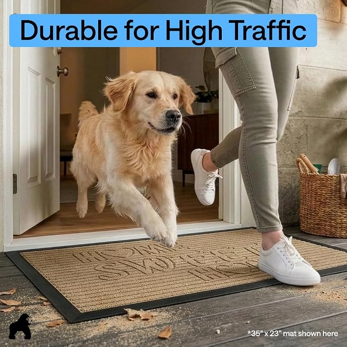 GORILLA GRIP 100% Waterproof All-Season WeatherMAX Doormat 35x23, US Designed