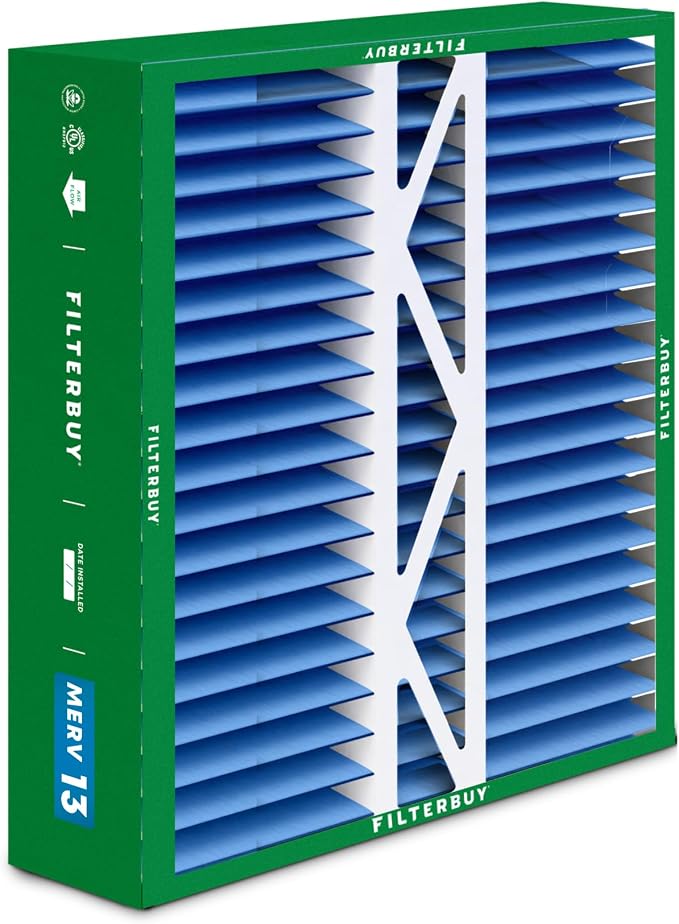 Filterbuy 20x20x5 Air Filter MERV 13 Optimal Smoke & Allergy Defense, Pleated