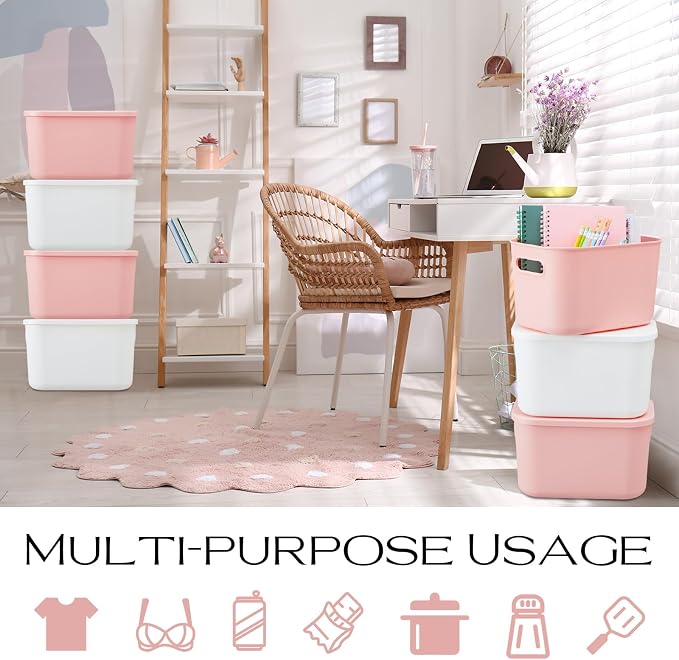 Hoolerry 8 Pieces Colorful Storage Bins