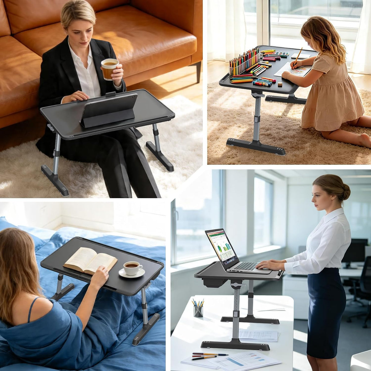 Adjustable Lap Desk, XXL-Large Foldable Bed Table Tray for Adults