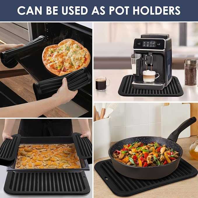 Black Silicone Trivet 16'' X 12'' Silicone Hot Pads