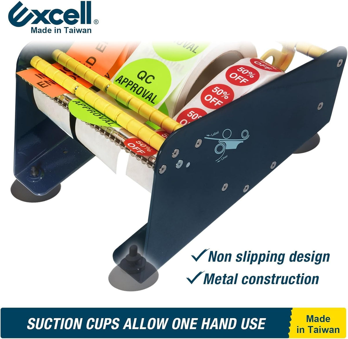 Excell LD-618 Multi-Roll Metal Table Label Dispenser (Fits up to 6.5")