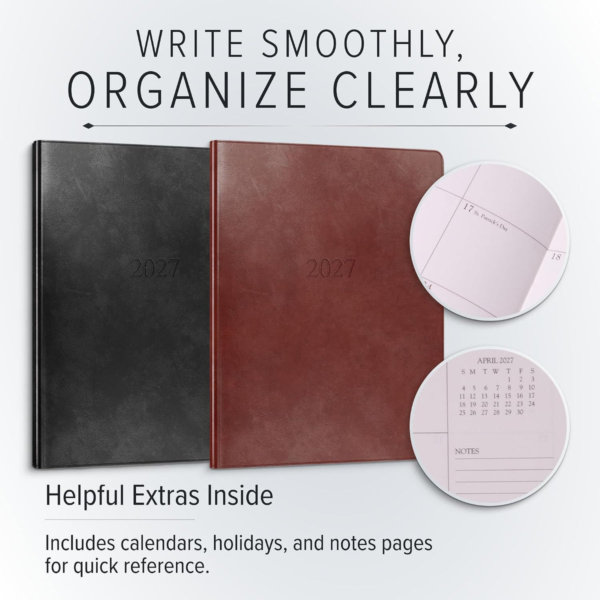 Gallery Leather Large Monthly Planner 2026-2027 Acadia Navy