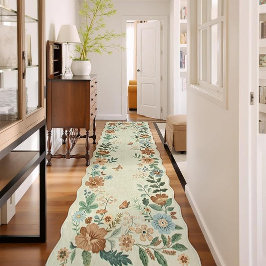 Lahome Floral Hallway Runner Rug Non Slip, Distressed Long Carpet