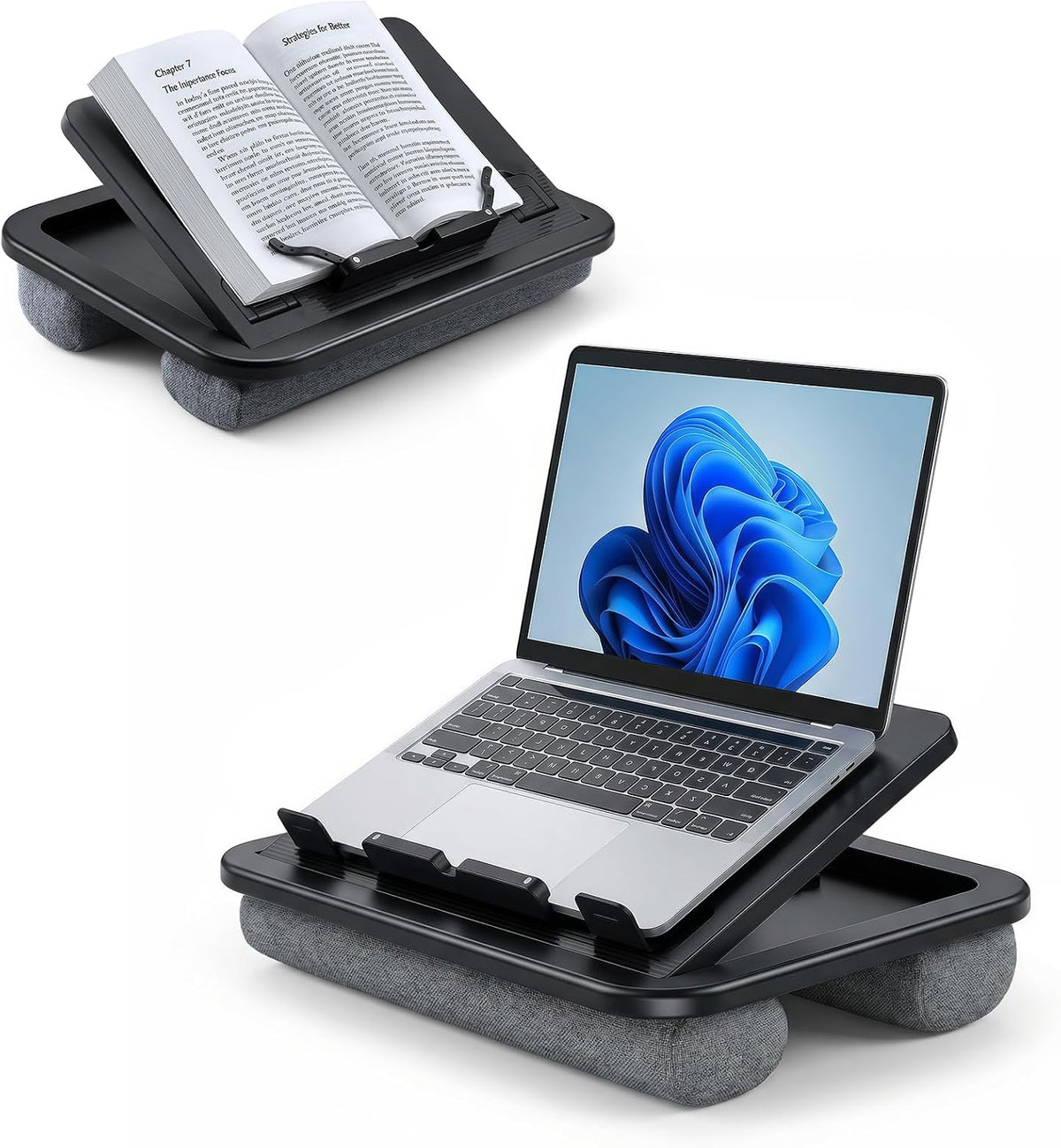 Adjustable Lap Desk with Cushion - 8 Angles Ergonomic Adjustment