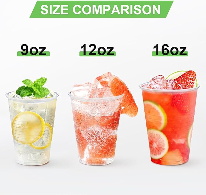 Lamosi 1000 Pack 12 oz Clear Plastic Cups, 12 Ounce Disposable Drinking Cups |
