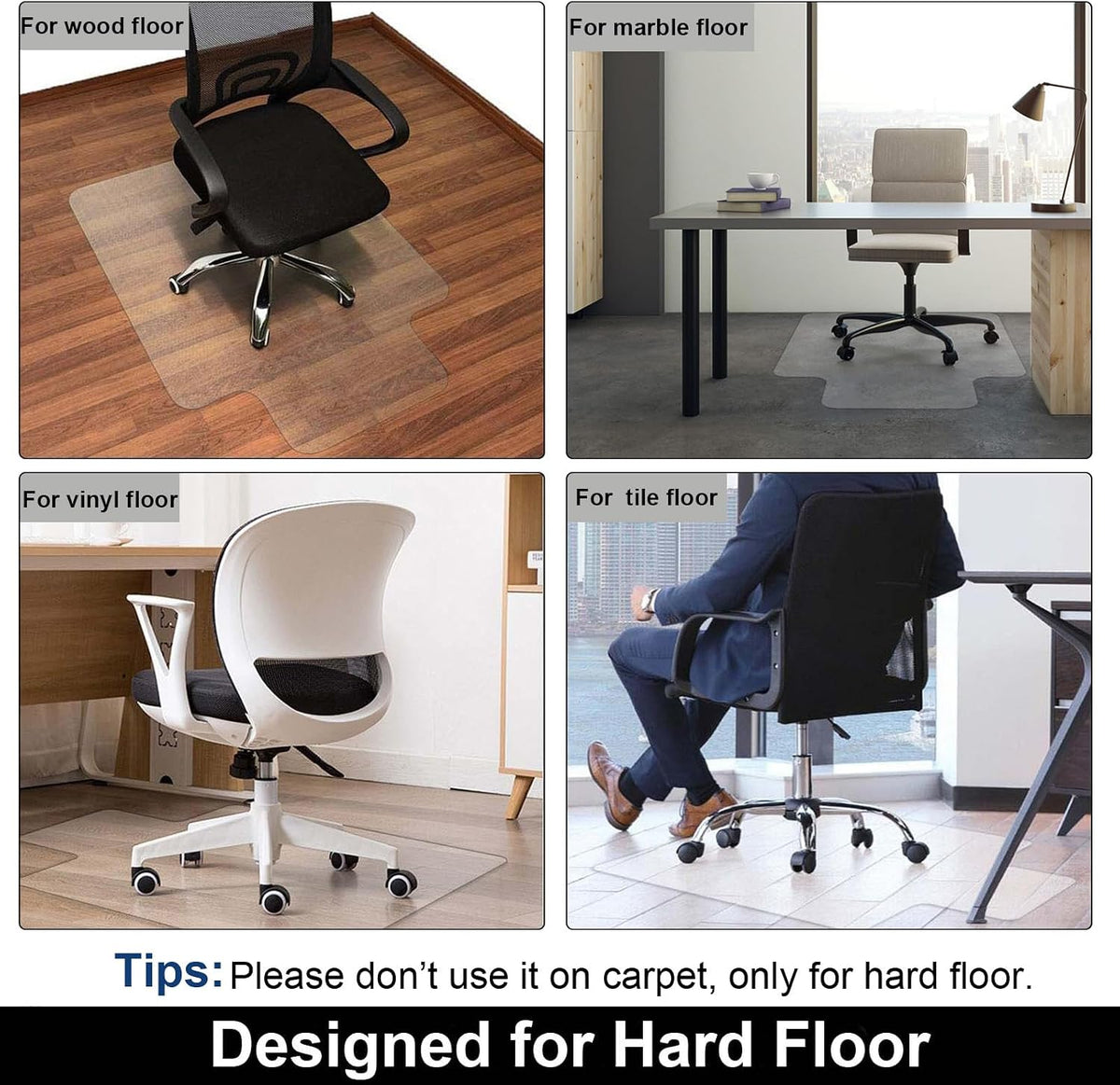 AiBOB Office Chair Mat for Hardwood Floor, 36" x 48" Clear Floor Protector