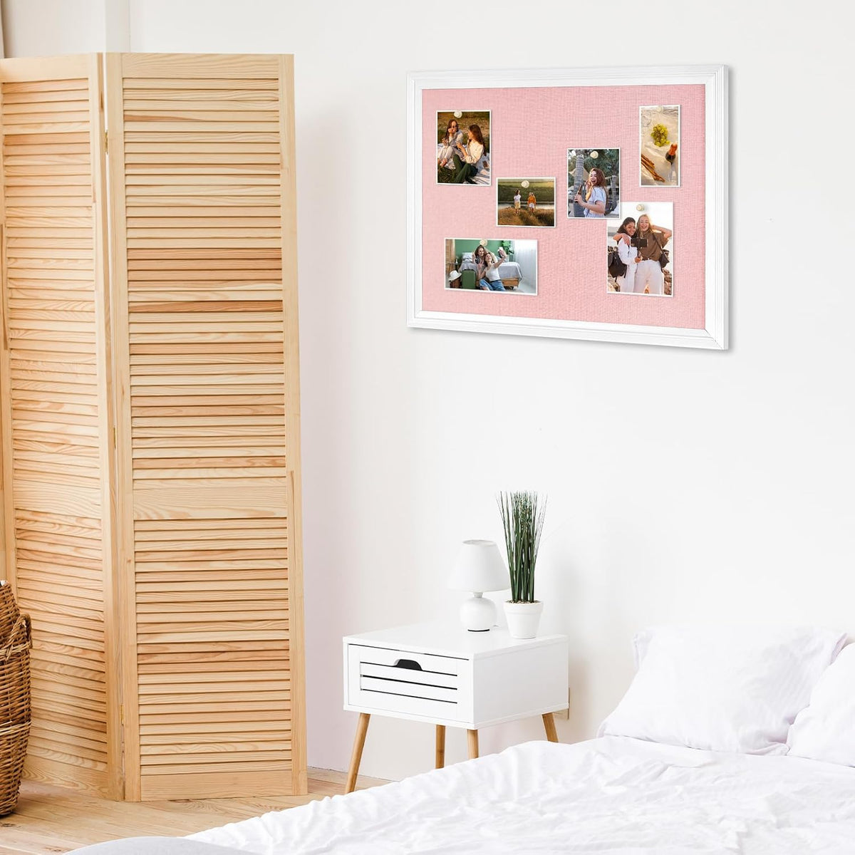 DOLLAR BOSS Bulletin Boards with Linen, 24"x18" Pink Cork Board, White