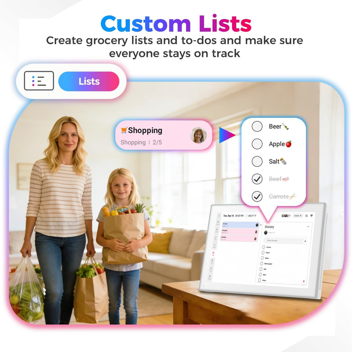 DXMART 10.1" Digital Calendar & Chore Chart, LED Reminder Light, Smart Touchscreen Interactive Display for Family Schedules, Digital Photo Frame Functon, Wall & Desk Mountable, Great for Organizing Your 2026 Calendar