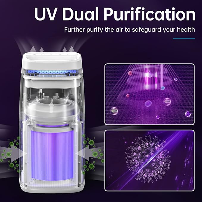 POMORON 4-in-1 Air Purifiers for Home, Air Ionizer Negative Ion Generator