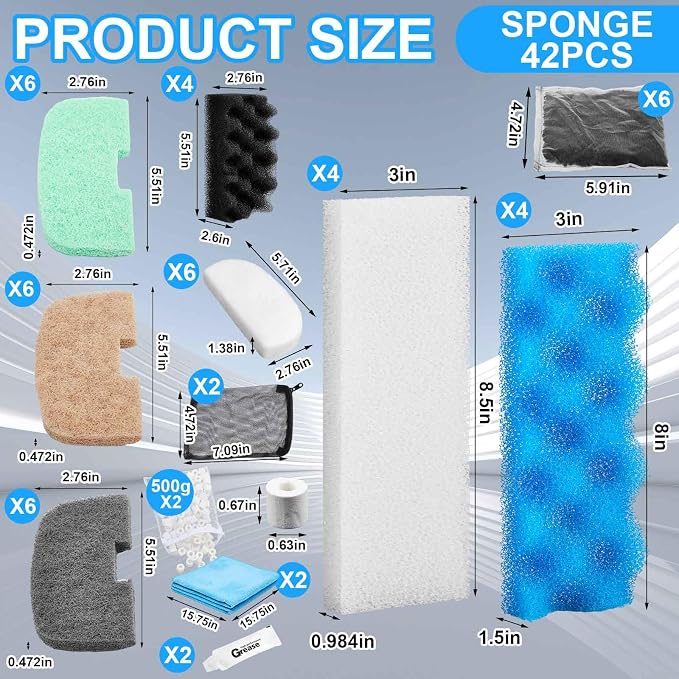 50 Pcs Compatible with Fluval 206/207 Filter Media Canister Filter Maintenance