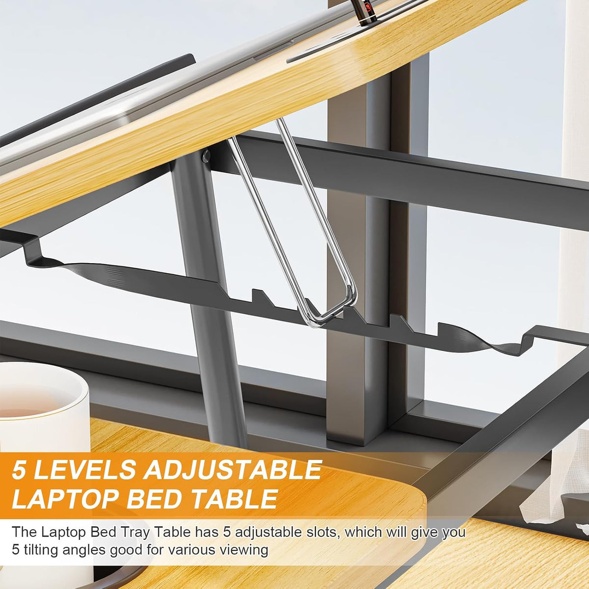 Laptop Desk for Bed, Adjustable Laptop Stand with 5 Different Angles