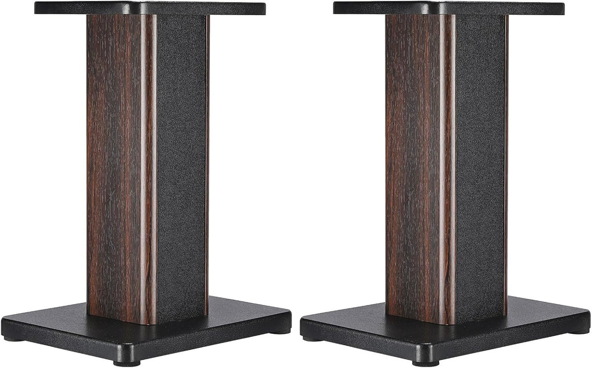MECCANIXITY Wood Grain Speaker Stands 1 Pair 15.7 Inch (40cm) Universal Small Speaker Stand Hollowed Stands Enhanced Audio Listening for Home Theaters Cinema