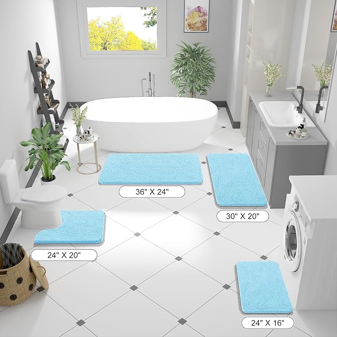 OLANLY Large Bathroom Rugs 70x46, Extra Soft Absorbent Chenille Bath Rugs