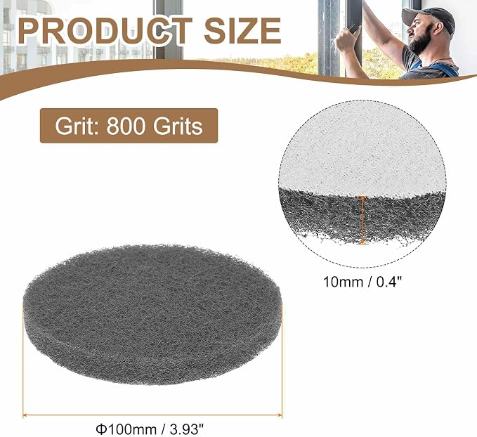 HARFINGTON 24pcs Scrubber Scouring Pads 800 Grits 4 Inch Drill Power Brush Hoop