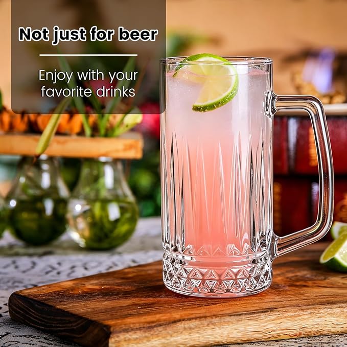 Beer Mugs For Freezer, 20 oz Large Heavy Glass Mugs