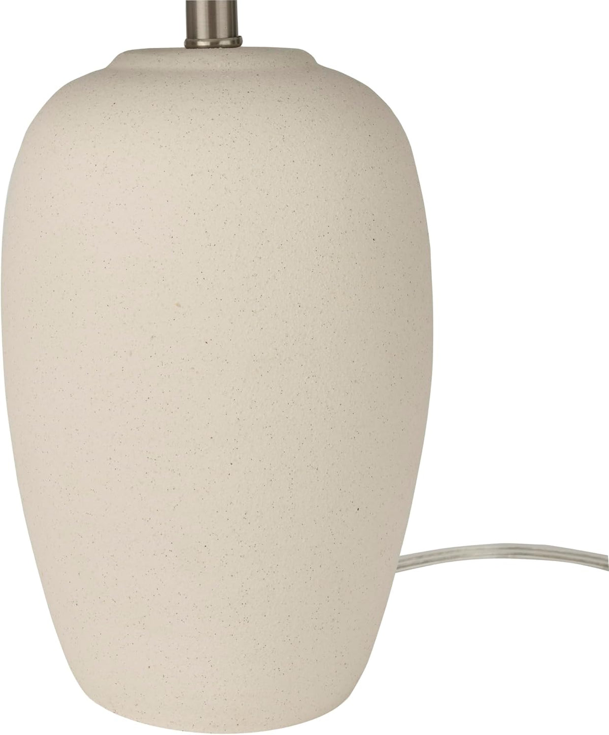 Nourison Home 23" Natural White Ceramic Jar Table Lamp for Bedroom, Living Room, Dining Office, with Off-White Shade