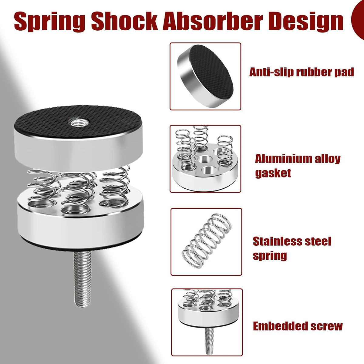 29 Inch Spring Isolation Speaker Stands, Heavy Duty 110lbs Pair