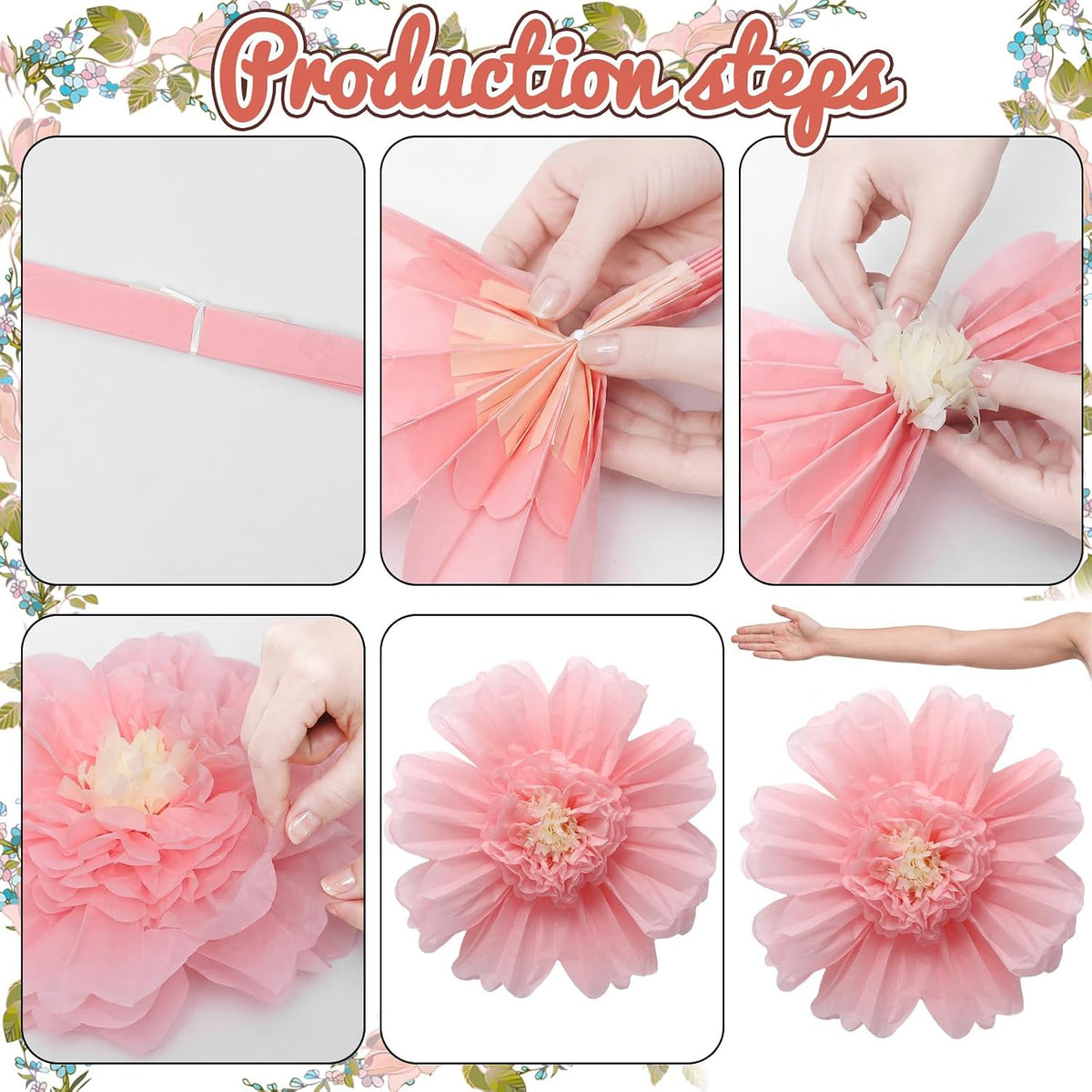 Giegxin 44 Pcs Boho Giant Paper Flowers for Wall Decor Artificial Flowers