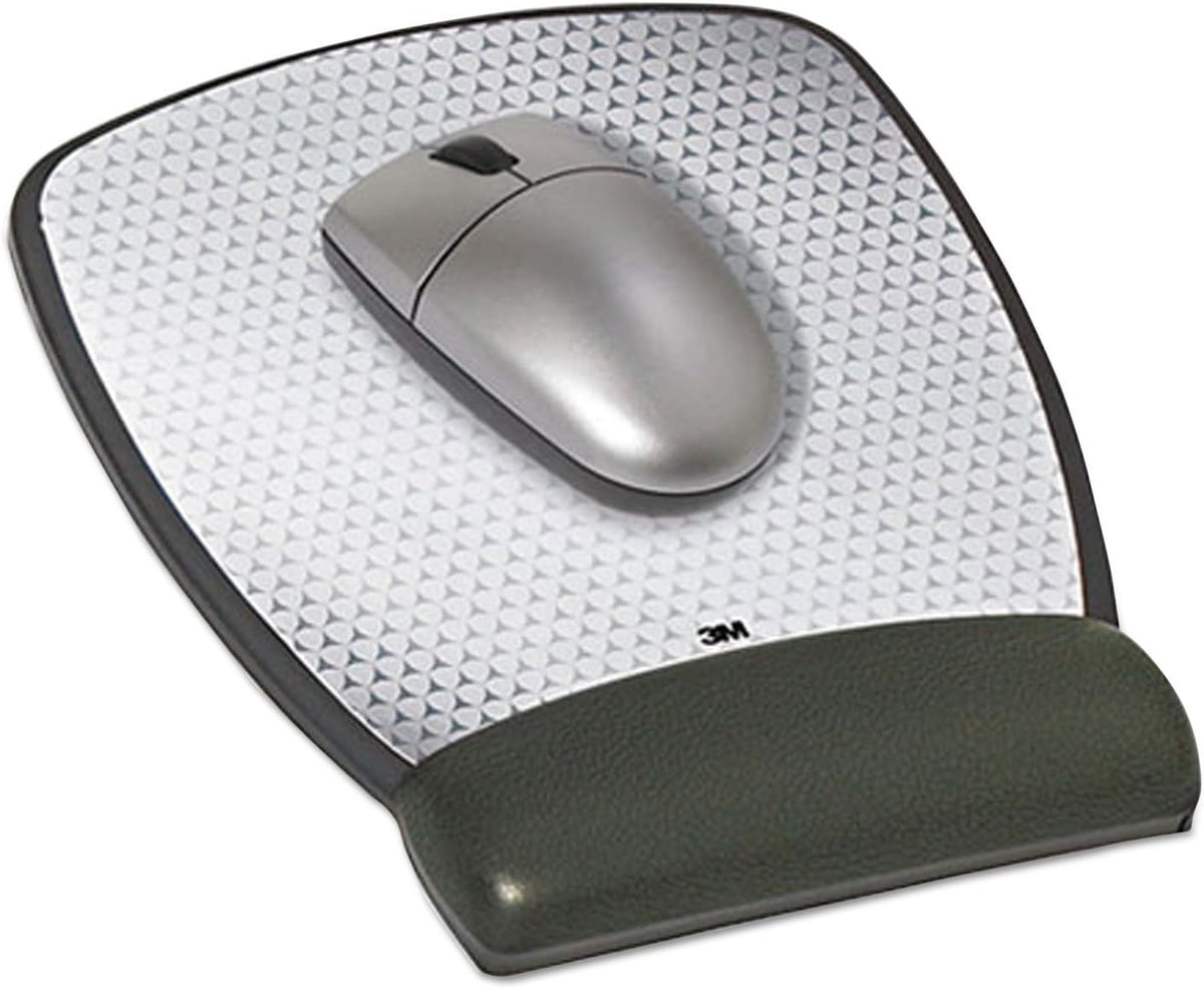 3M Precise Leatherette Mouse Pad w/Wrist Rest, 6-3/4 x 8-3/5, Black (MW309LE)
