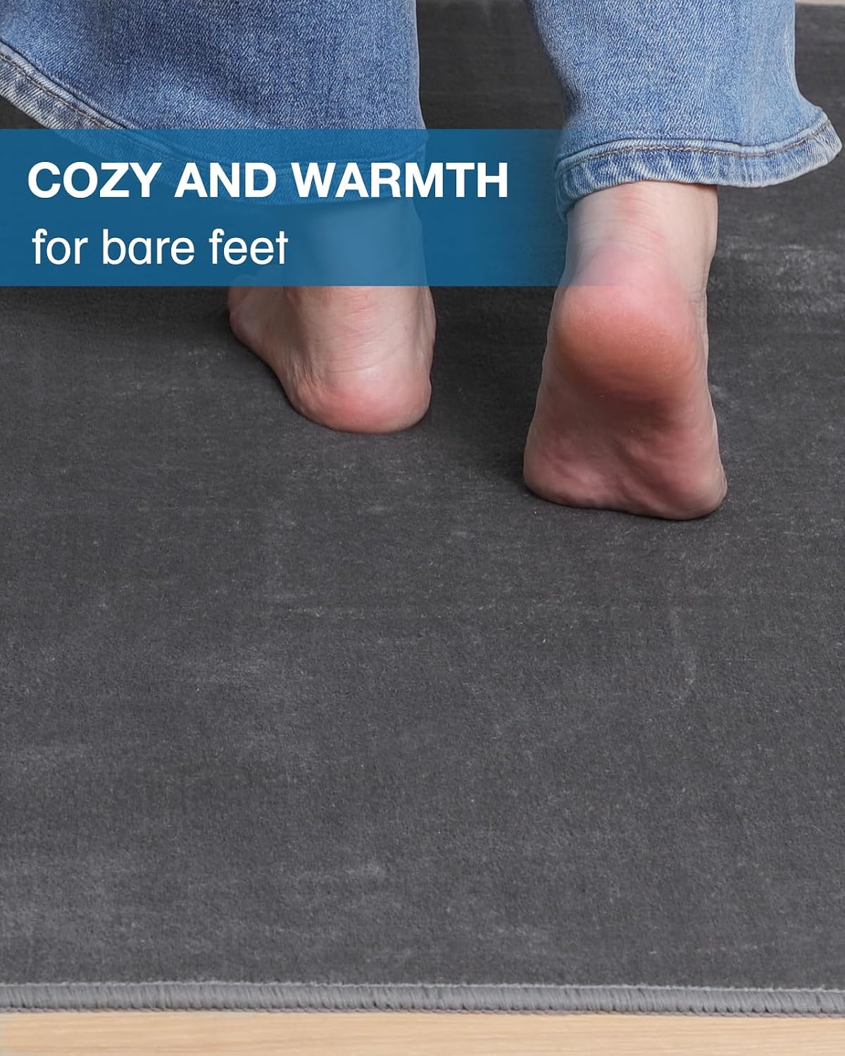 Office Chair Mat for Hardwood Floor, 51"x63" Flannel Fabric Chair Mat for Hard Floors, Non-Slip Under Desk Rug for Rolling Chairs, Soft Floor Protector Area Rug for Home Office, Dark Grey
