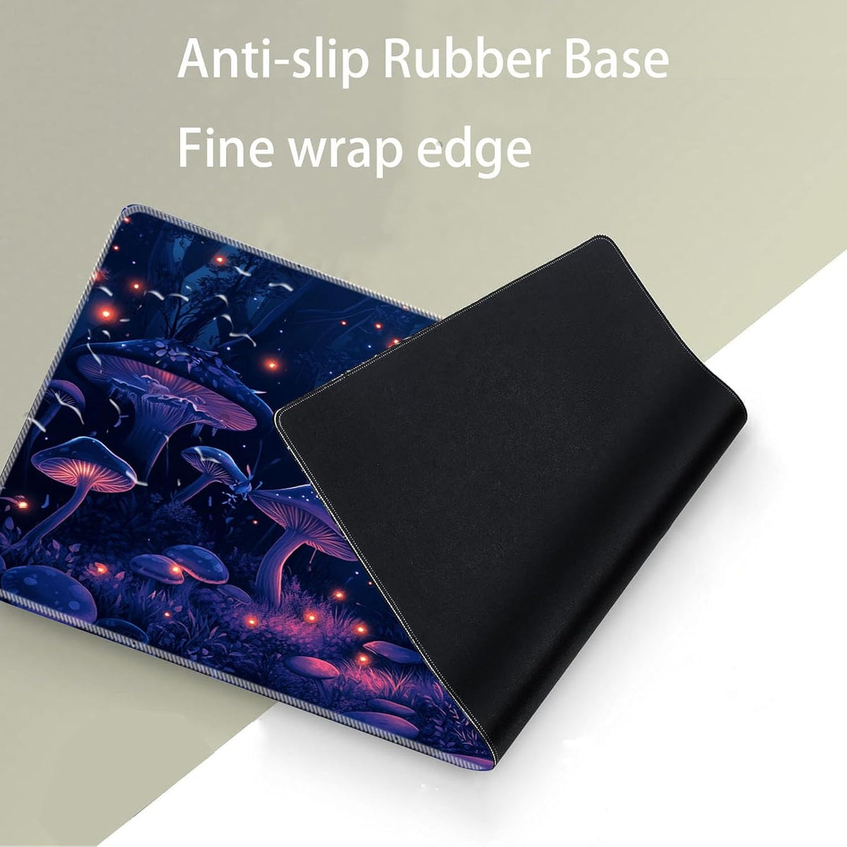 Keyboard Mouse Pad Set,Large Desk Pad+Keyboard Wrist Rest+Mouse Wrist Support+Coaster,Easy Typing Pain Relief Non-Slip Wrist Support Mousepad Set Home Office,Glowing Mushrooms