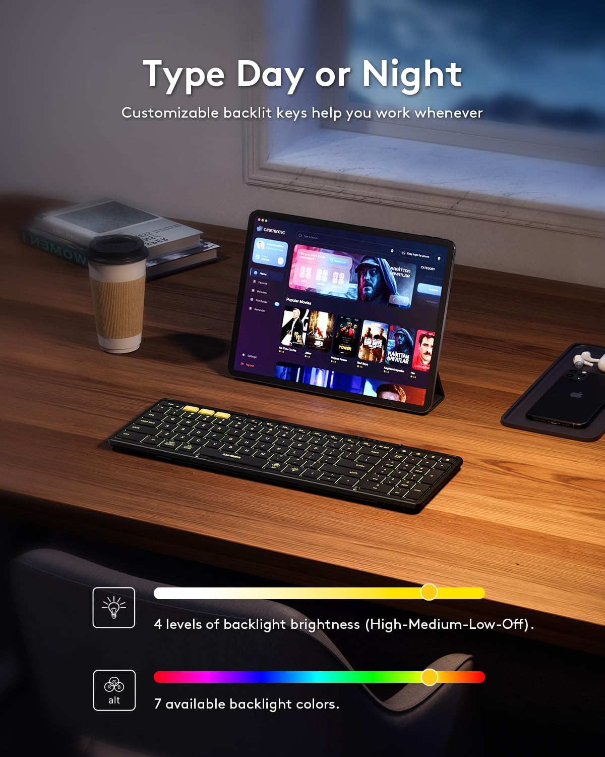 Samsers Full-Size Backlit Foldable Bluetooth Keyboard with Numeric pad
