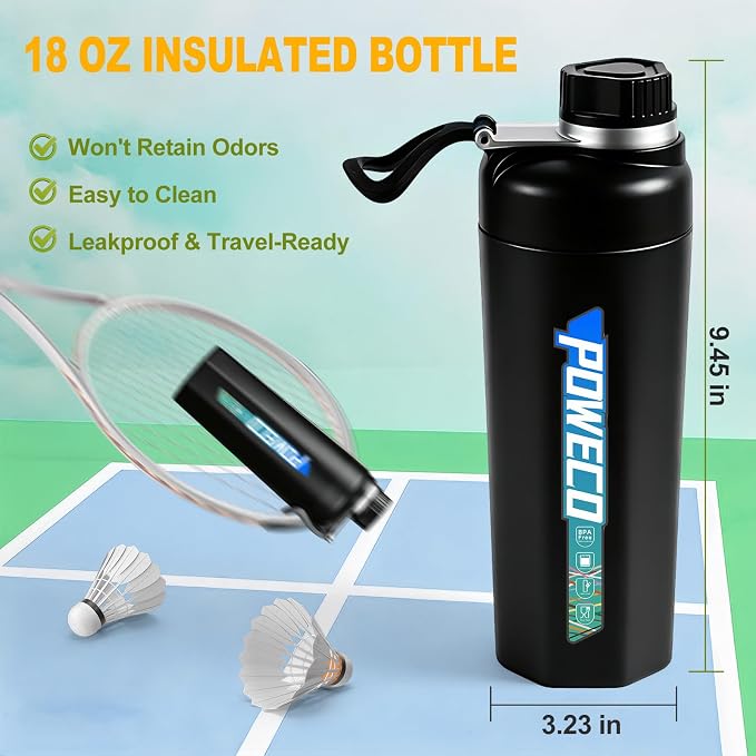 Ceramic Lined Water Bottle, 18 oz Insulated Travel Mug