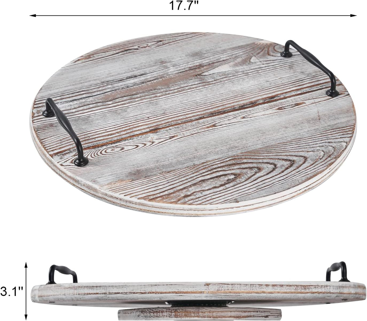 Wooden Lazy Susan for Table Turntable Organizer 18 Inch Large Lazy Susan Vintage Brown Wood Tray for Pantry Cabinet Countertop Serving Tray Round Spins Balanced Spice Rack for Kitchen Dining Room