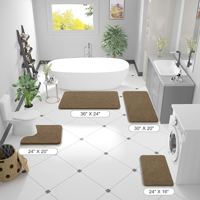 OLANLY Bathroom Runner Rugs 59x24, Extra Soft Absorbent Chenille Bath Rugs