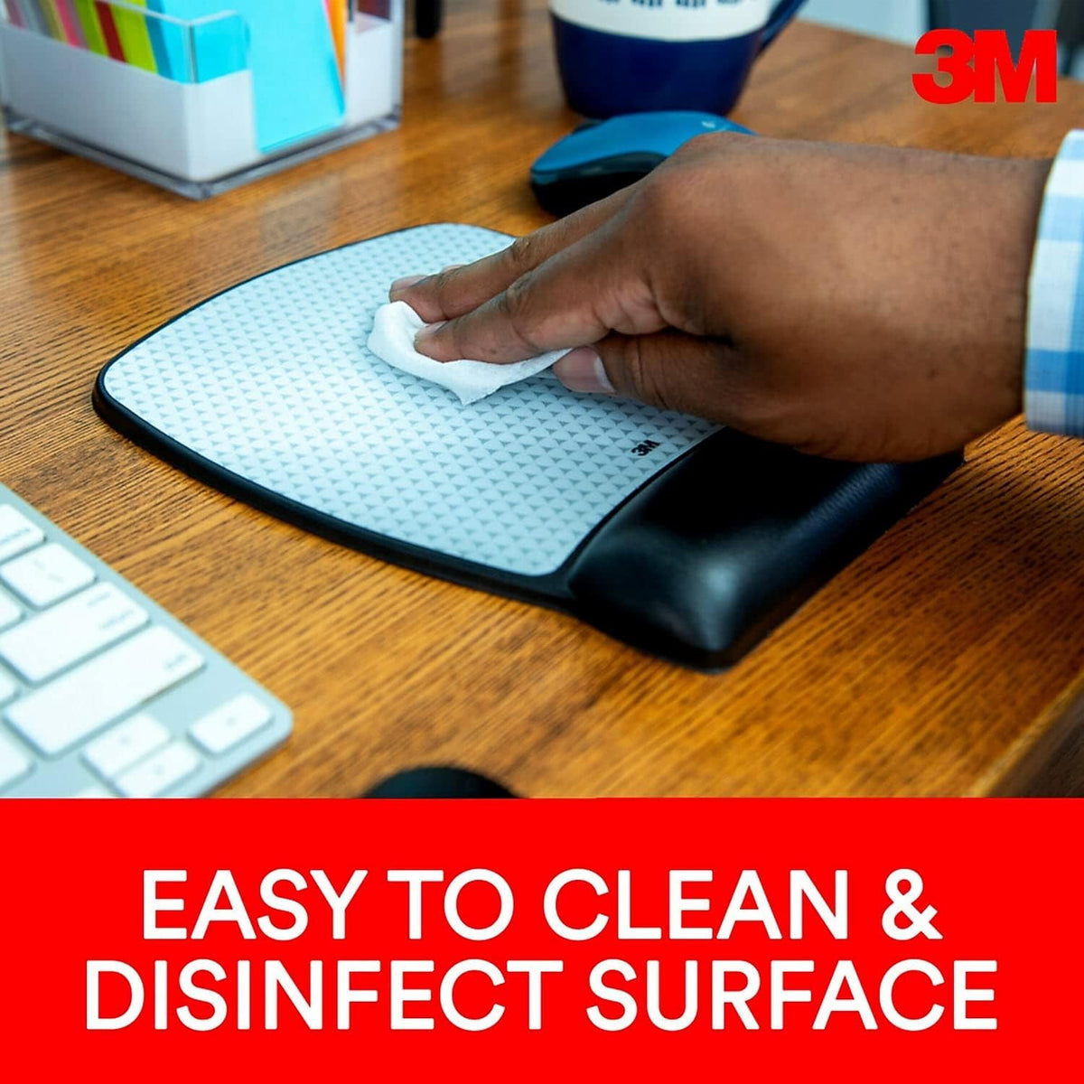 3M Precise Leatherette Mouse Pad w/Wrist Rest, 6-3/4 x 8-3/5, Black (MW309LE)