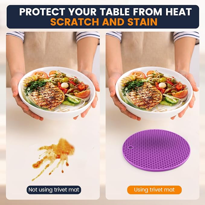 Silicone Trivet Mats 4 Heat Resistant Pot Holders Multipurpose Non-Slip Hot Pads