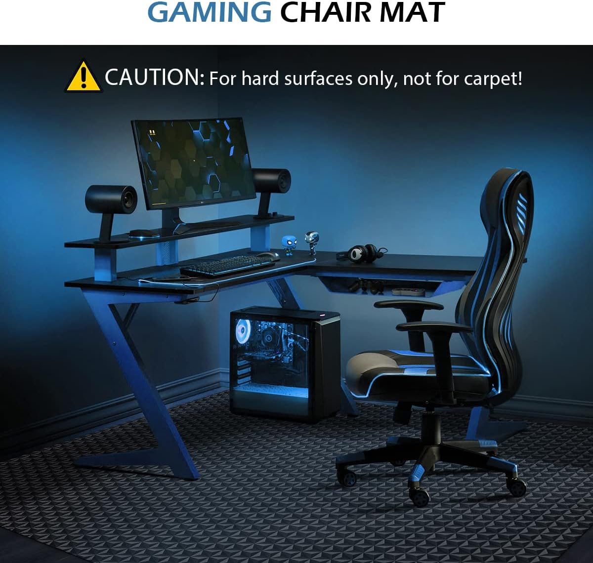 SALLOUS Chair Mat for Hard Floor, 63" x 51" Office Chair Mat for Hardwood Floor, Multi-Purpose Hard Floor Protector Under Desk Mat for Home Office, Non-Slip Vinyl Floor Mat for Gaming Chairs (Black)