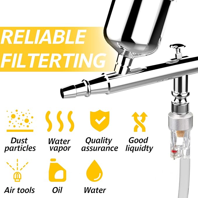 Honoson 6 Pcs 3 Pcs Airbrush in-line Water Trap Mini Air Filter Connect