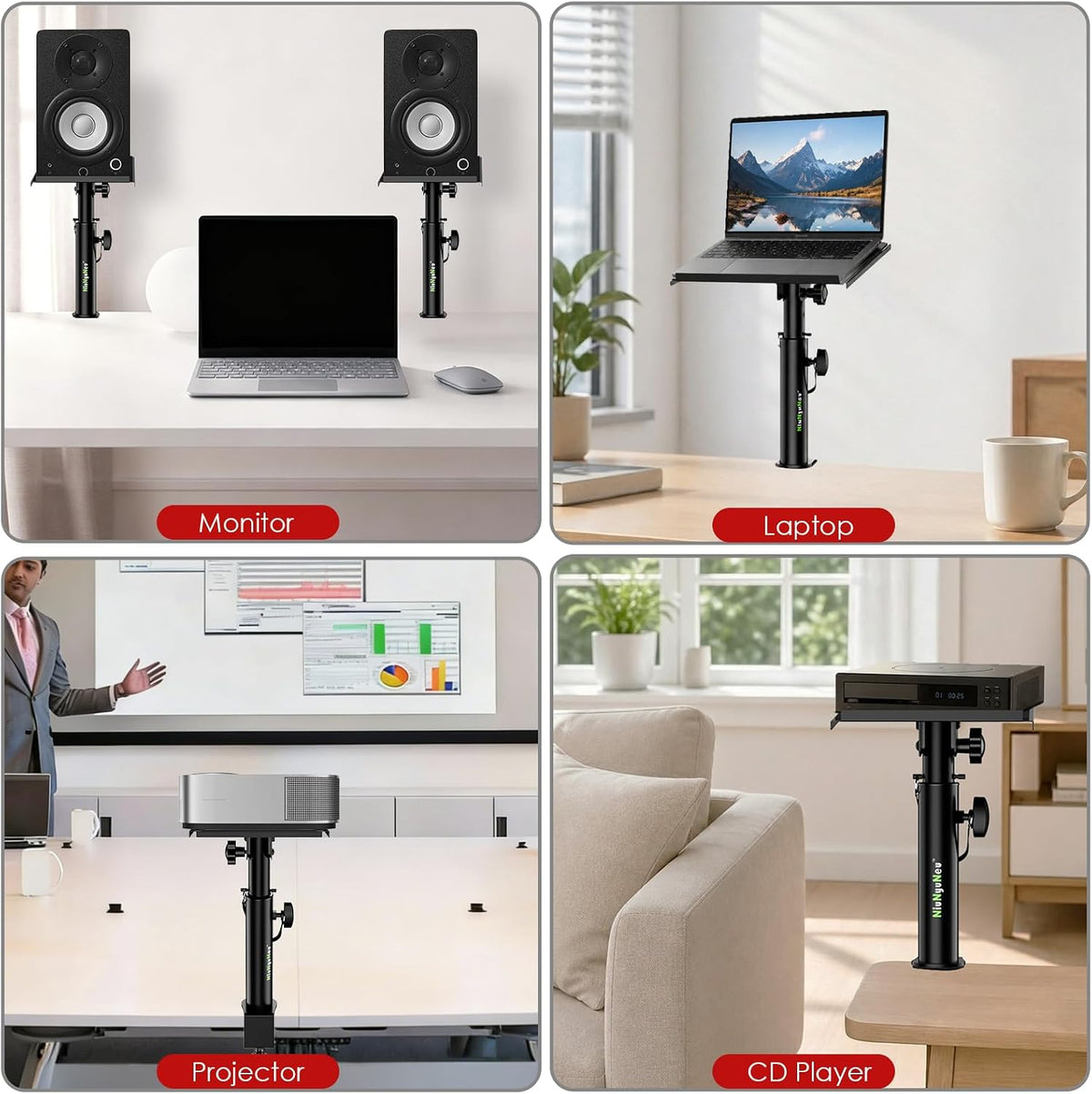 Studio Monitor Stands Tilt Clamp Desk Speaker Stand 10.4"-15.4"