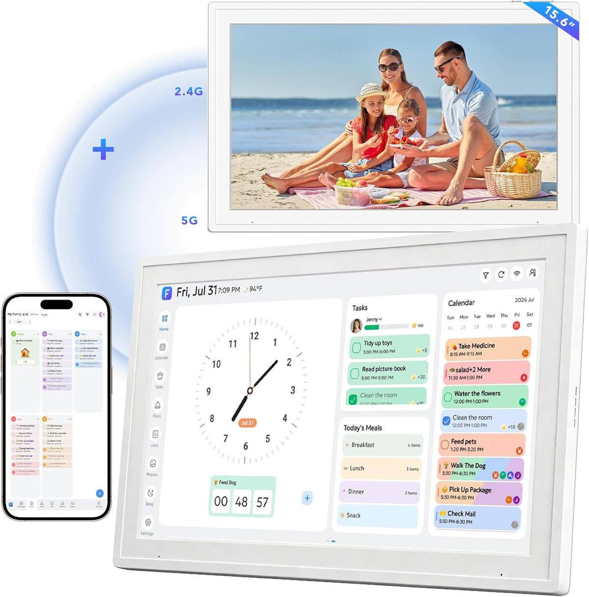 Digital Calendar 15.6 inch Wall Planner Electronic Calendars & Chore Chart, Smart Touchscreen Display for Family Office Schedule & Routine, Meal Planning, No Subscription, Wall & Desk Mountable Gifts