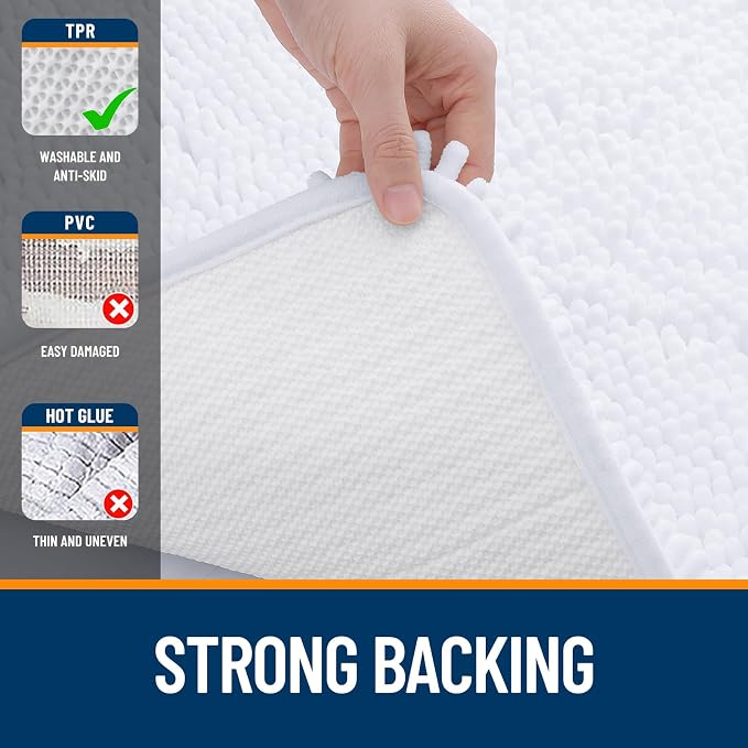 OLANLY Bathroom Rugs 30x20, Extra Soft Absorbent Chenille Bath Rugs, Rubber