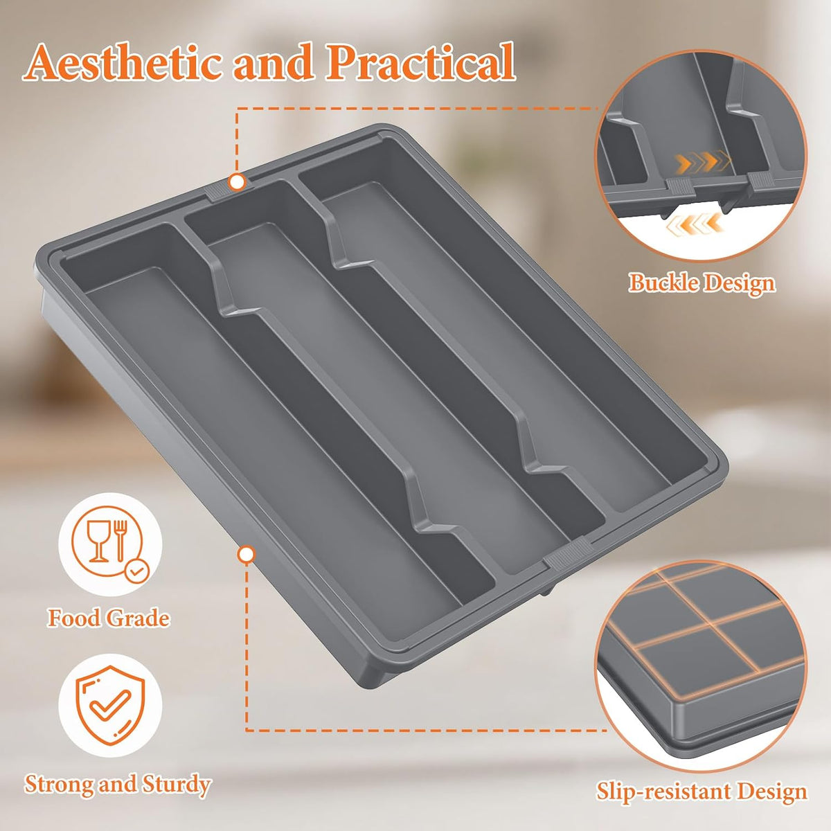 Large Expandable Silverware Drawer Organizer, Utensil Tray